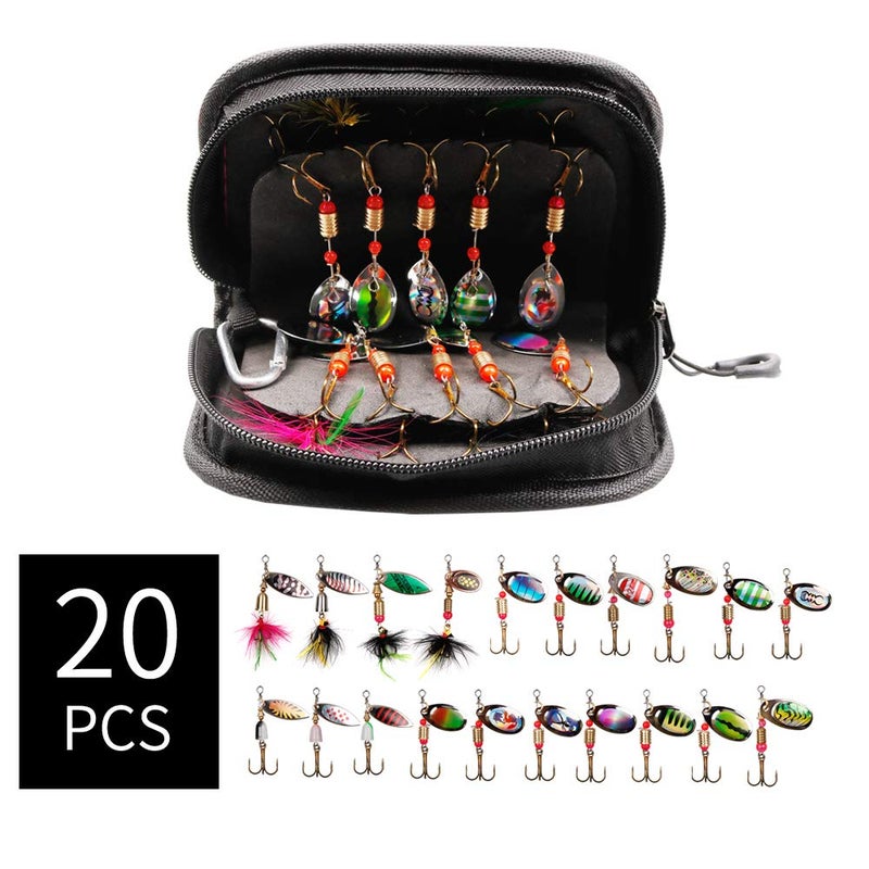 KINGFOREST 20-Piece Spinnerbait Fishing Lures Kit - Hard Metal Bass Trout Salmon Walleye Lures with Tackle Box | Freshwater & Saltwater Fishing Bait - Image 2